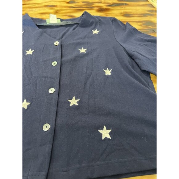 220 Hickory Womens Blue Cardigan Sweater Stars Patriotic Size Large READ - Picture 11 of 12